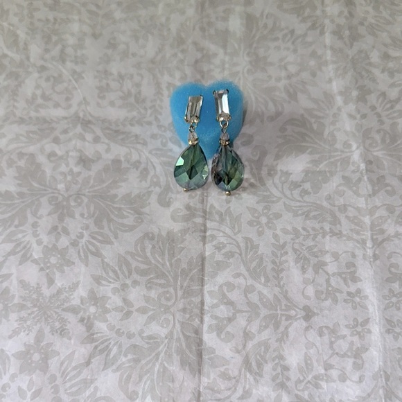 Green and Blue Geometric Drop Earrings - Picture 4 of 4